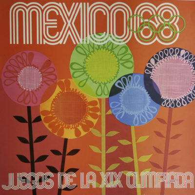 Mexico 68, Juegos de la XIX Olimpiada Advertising Poster. Offset Lithograph 12 x 12 inches Comité Organizador de la XIX Olimpida Impreso en Mexico Por Miguel Galas, SA