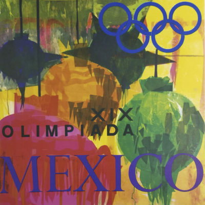 Mexico XIX Olimpiada Advertising Poster. Offset Lithograph 37 ½ x 37 ½ inches Comité Organizador de la XIX Olimpida Departmento de Diseño Impresa en Mexico Por Impresos Automaticos de Mexico, S.A.