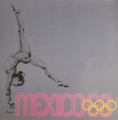 Mexico 68 XIX Olimpiada Sports Poster, Balance Beam. Offset lithograph 12 x 12 inches Comité Organizador de la XIX Olimpida Impresa en Mexico Por Miguel Galas, S.A.