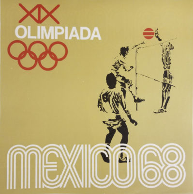 Mexico 68 XIX Olimpiada Sports Poster, Volleyball. Offset lithograph 12 x 12 inches Comité Organizador de la XIX Olimpida Impresa de Industria Y Comercio, S.A.