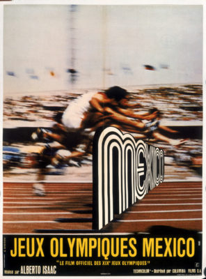 Jeux Olympiques Mexico Film Poster. Offset Lithograph 30 ⅞x 22 ⅝ inches G. Kerfyser Columbia Films, S.A. CA, Paris Lalande-Courset 91-Wissous