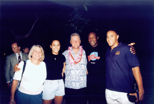 Rafer Johnson with former U.S,. President Bill Clinton